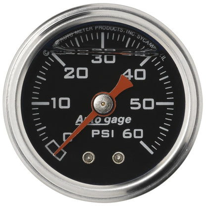 Autometer AutoGage 1.5in Liquid Filled Mechanical 0-60 PSI Fuel Pressure Gauge - Black 2173