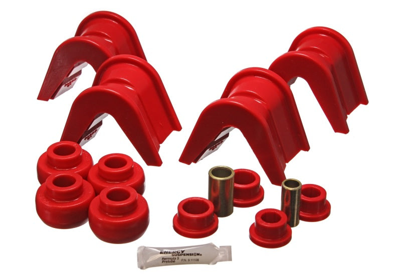 Energy Suspension 76-77 Ford Bronco/66-72 F-100/F-150 Red 4 Deg Offset Complete 14 Pc C-Bushing Set - eliteracefab.com