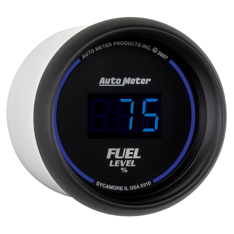 AutoMeter GAUGE; FUEL LEVEL; 2 1/16in.; 0-280O PROGRAMMABLE; DIGITAL; BLACK DIAL W/BLUE LE