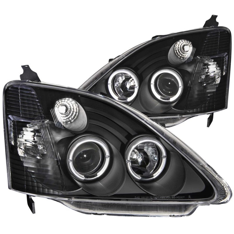 ANZO USA Honda Civic 3dr Projector Headlights W/ Halo Black; 2002-2004 - eliteracefab.com