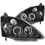 ANZO USA Honda Civic 3dr Projector Headlights W/ Halo Black; 2002-2004