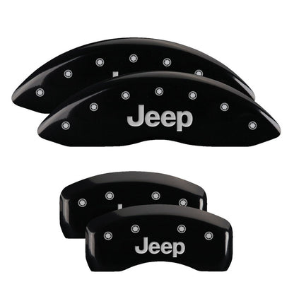 MGP 4 Caliper Covers Engraved Front & Rear JEEP Black finish silver ch MGP