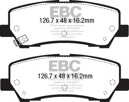 EBC 15+ Ford Mustang 2.3 Turbo Performance Pkg Redstuff Rear Brake Pads - eliteracefab.com