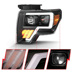 ANZO 2009-2014 Ford F-150 Projector Light Bar G4 H.L. Black Amber - eliteracefab.com