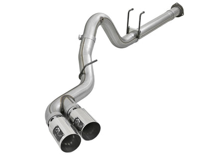 aFe Rebel XD 4in SS Down-Pipe Back Exhaust w/Dual Polished Tips 17-18 Ford Diesel Trucks V8-6.7L(td) aFe