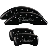 MGP 4 Caliper Covers Engraved Front & Rear Cursive/Cadillac Black finish silver ch