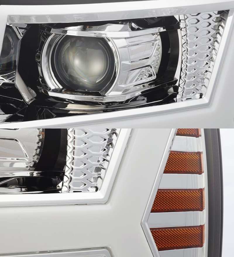 AlphaRex 880222 07-13 Chevy 1500 LUXX LED Proj Headlights Plank Design Chrome w/ Activ Light/Seq Signal/DRL