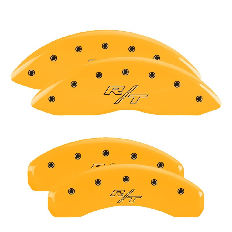 MGP 4 Caliper Covers Engraved Front & Rear Vintage Style/RT Yellow finish black ch MGP