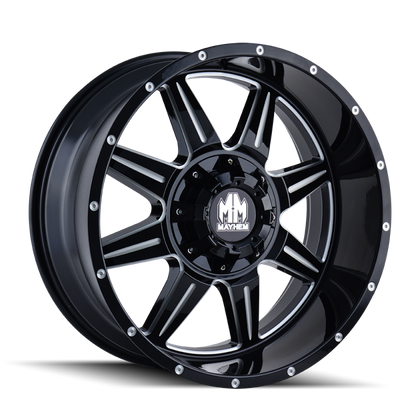 Mayhem 8100 Monstir 22x10 / 6x135 BP / -19mm Offset / 106mm Hub Black w/ Milled Spokes Wheel Mayhem