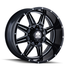 Load image into Gallery viewer, Mayhem 8100 Monstir 22x10 / 6x135 BP / -19mm Offset / 106mm Hub Black w/ Milled Spokes Wheel