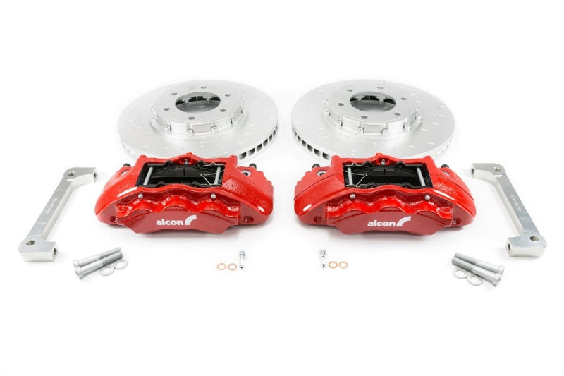 Alcon Ford 2019+ Ranger / 2020+ Bronco 350x34mm Rotors 6-Piston Red Calipers Front Brake Upgrade Kit - eliteracefab.com