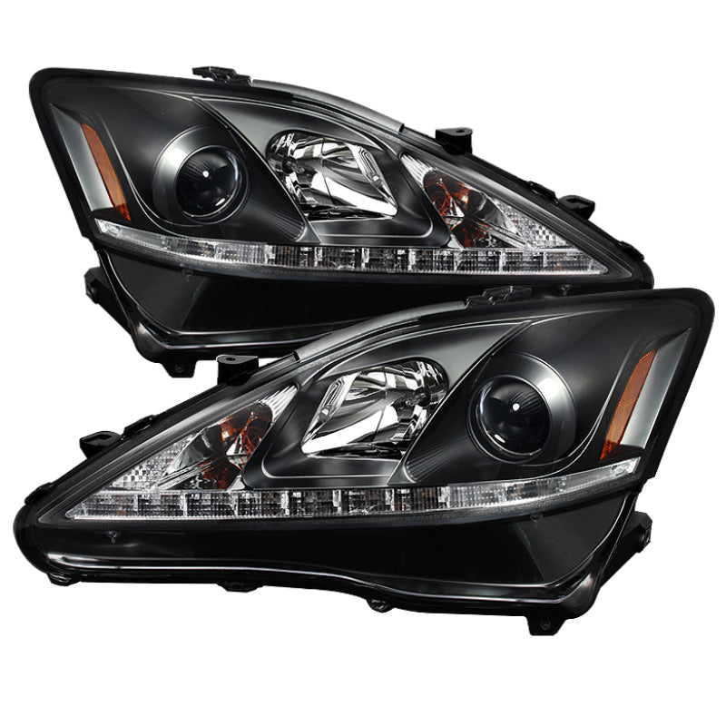 Spyder Lexus IS 250/350 2006-2010 Projector Headlights DRL Black PRO-YD-LIS06-DRL-BK - eliteracefab.com