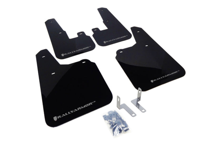 Rally Armor UR Mudflaps Black Urethane Silver Logo 2010-2014 Outback - eliteracefab.com