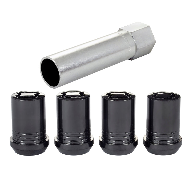 McGard Wheel Lock Nut Set - 4pk. (Tuner / Cone Seat) M12X1.25 / 13/16 Hex / 1.24in. Length - Black - eliteracefab.com