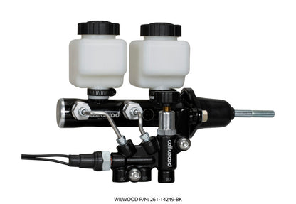 Wilwood Tandem Remote M/C Kit w L/H Brkt & Prop Valve - 7/8in Bore Black-W/Pushrod Wilwood