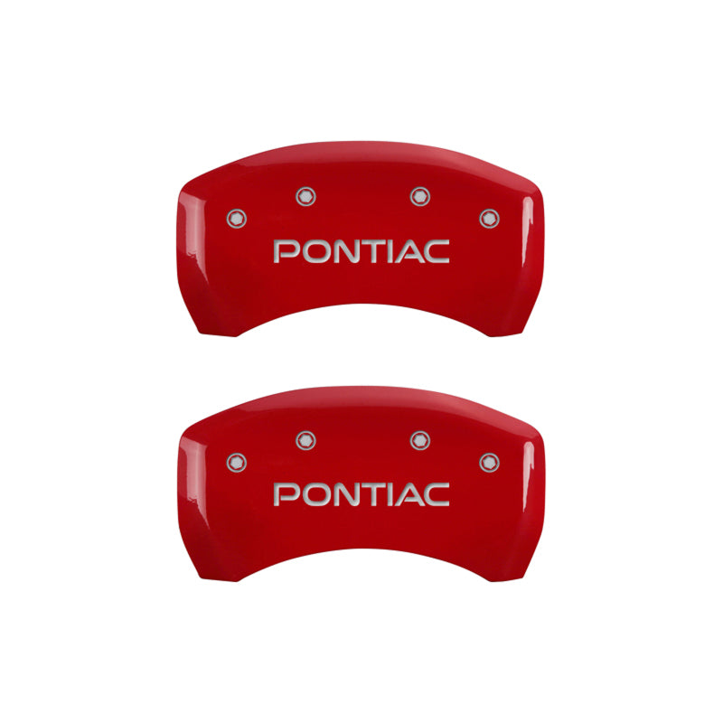 MGP 4 Caliper Covers Engraved Front Pontiac Engraved Rear GXP Black finish silver ch MGP