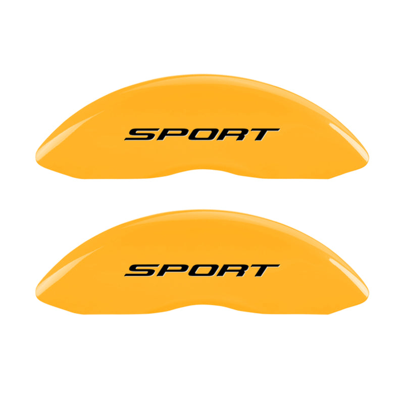 MGP 4 Caliper Covers Engraved Front & Rear No Bolts/Sport 2015 Yellow finish black ch MGP