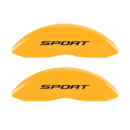 MGP 4 Caliper Covers Engraved Front & Rear No Bolts/Sport 2015 Yellow finish black ch MGP