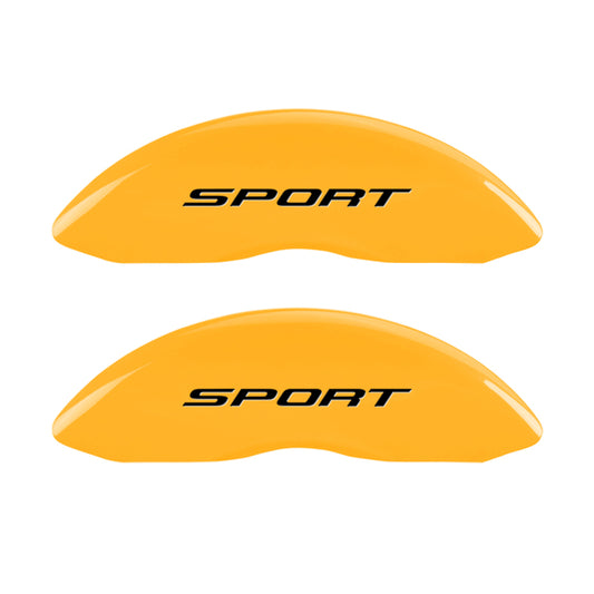 MGP 4 Caliper Covers Engraved Front & Rear No Bolts/Sport 2015 Yellow finish black ch MGP