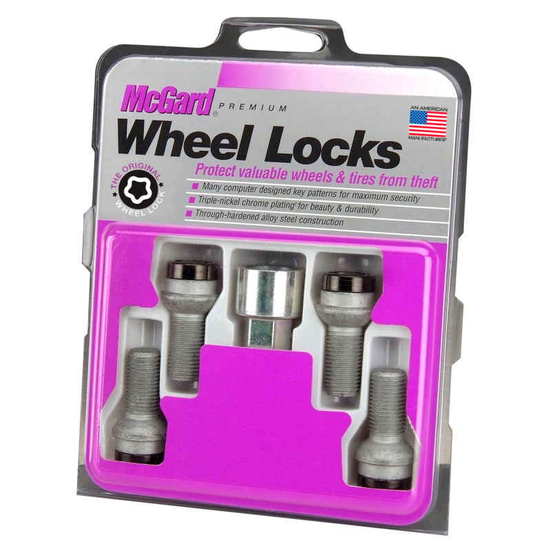 McGard Wheel Lock Bolt Set - 4pk. (Radius Seat) M14X1.5 / 17mm Hex / 26.7mm Shank Length - Black - eliteracefab.com