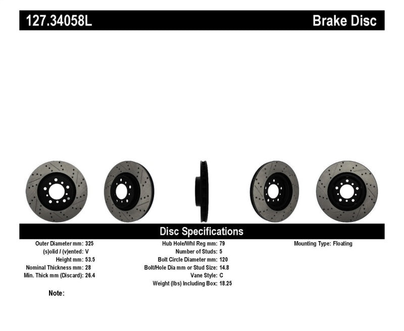 StopTech Slotted & Drilled Sport Brake Rotor - eliteracefab.com