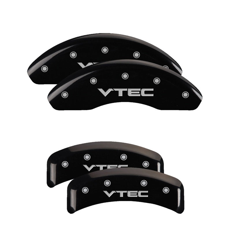 MGP 4 Caliper Covers Engraved Front & Rear Vtech Black finish silver ch MGP