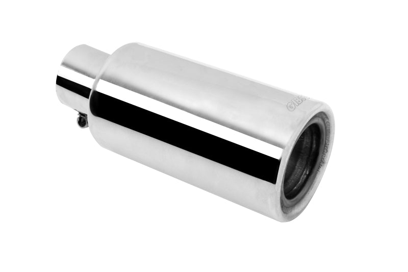 Gibson Rolled Edge Angle-Cut Muffler Quiet Tip - 4in OD/2.25in Inlet/12in Length - Stainless - eliteracefab.com