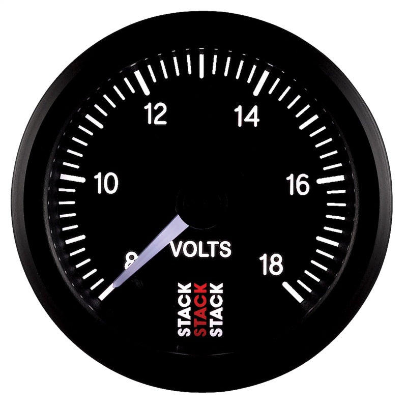 Autometer Stack 52mm 8-18V Pro Stepper Motor Battery Voltage Gauge - Black ST3316