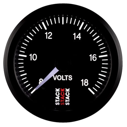 Autometer Stack 52mm 8-18V Pro Stepper Motor Battery Voltage Gauge - Black ST3316
