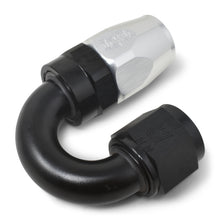 Load image into Gallery viewer, Russell Performance -6 AN Black/Silver 180 Degree Tight Radius Full Flow Swivel Hose End