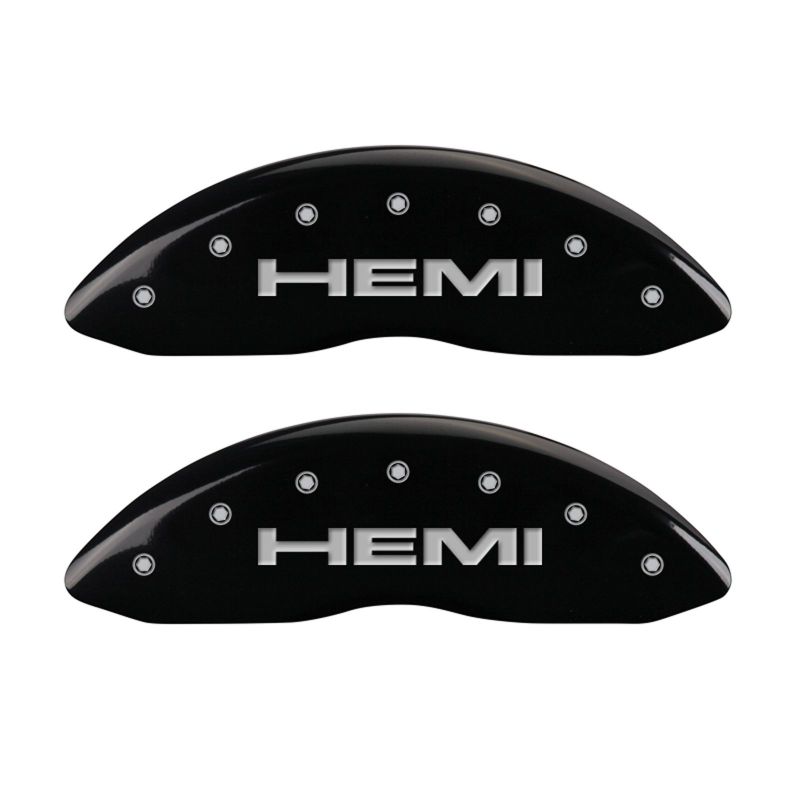 MGP 4 Caliper Covers Engraved Front & Rear Hemi Black finish silver ch MGP