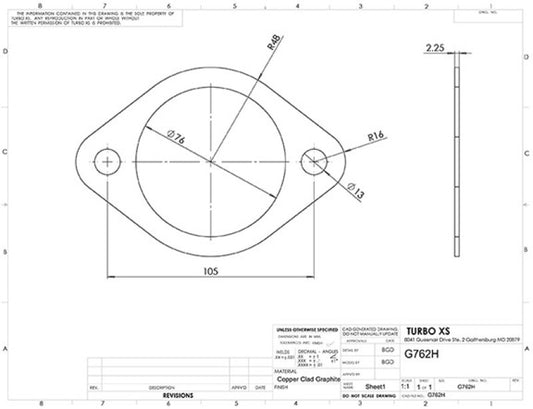 Turbo XS 2-Bolt High Temperature Exhaust Gasket 76mm/3in ID (Single) Turbo XS