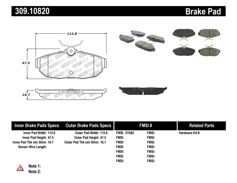 StopTech Performance 05-09 Ford Mustang Cobra/Mach 1 V6/GT / 10 Shelby/Shelby GT Rear Brake Pads - eliteracefab.com