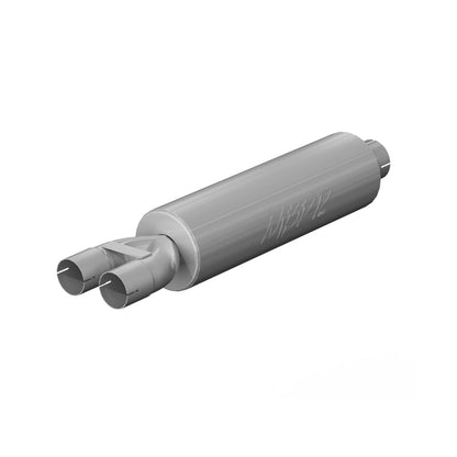 MBRP Universal Muffler 3in Inlet/Dual 2.5in Outlet 30in Length T409 SS Mild Tone (NO DROPSHIP) - eliteracefab.com