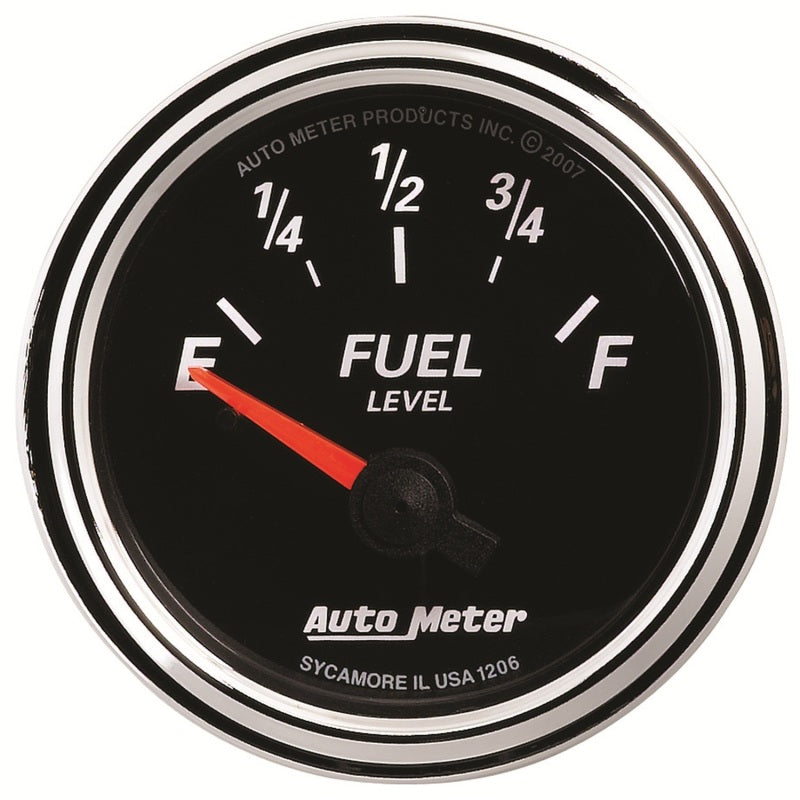 Autometer Designer Black II 52mm 240 Ohm Empty/33 Ohm Full Fuel Level Gauge 1206