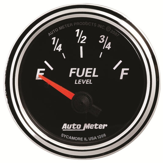 Autometer Designer Black II 52mm 240 Ohm Empty/33 Ohm Full Fuel Level Gauge 1206