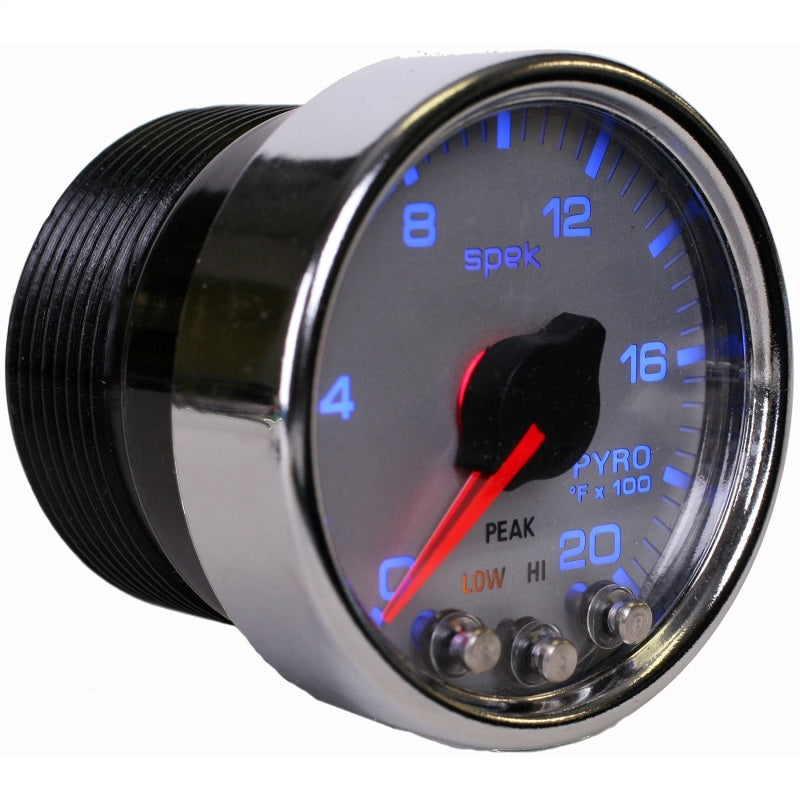 Autometer Spek-Pro Gauge Pyro. (Egt) 2 1/16in 2000f Stepper Motor W/Peak & Warn Slvr/Chrm P31021