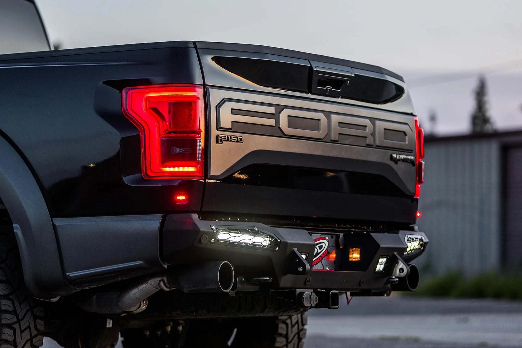 Addictive Desert Designs 17-18 Ford F-150 Raptor HoneyBadger Rear Bumper w/ 10in SR LED Mounts Addictive Desert Designs