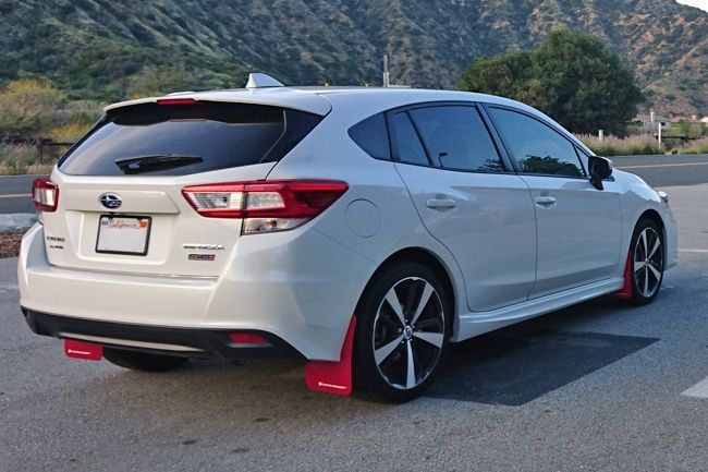 Rally Armor UR Mudflaps Red Urethane White Logo 2017-2021 Impreza - eliteracefab.com