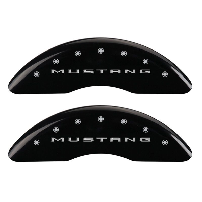 MGP 4 Caliper Covers Engraved Front 2015/Mustang Engraved Rear 2015/Bar & Pony Black fnsh silver ch MGP