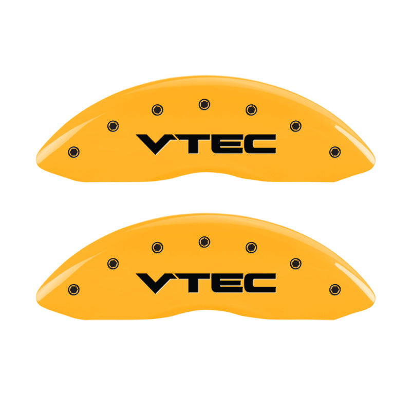 MGP 4 Caliper Covers Engraved Front & Rear Vtech Yellow Finish Black Char 2009 Honda Ridgeline MGP