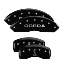 Load image into Gallery viewer, MGP 4 Caliper Covers Engraved Front Cobra Engraved Rear Snake Black finish silver ch MGP