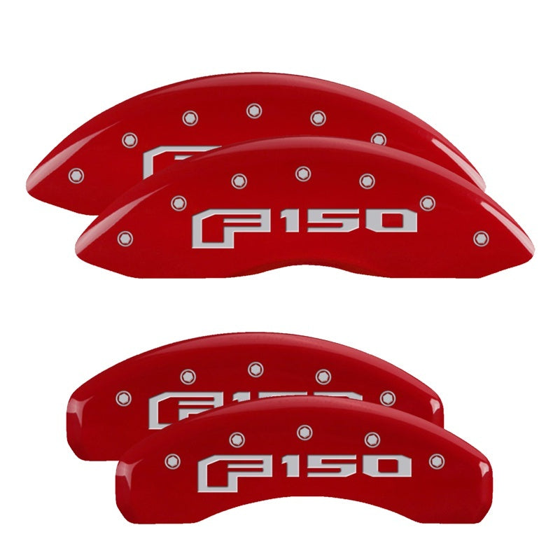 MGP 4 Caliper Covers Engraved Front & Rear 2015 Ford F-150 Red Finish Silver Characters - eliteracefab.com