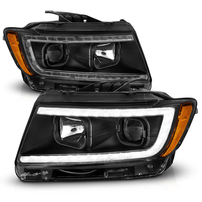 ANZO 11-13 Jeep Grand Cherokee (Factory Halogen Only) Projector Headlights w/Light Bar Swtchbk Black - eliteracefab.com