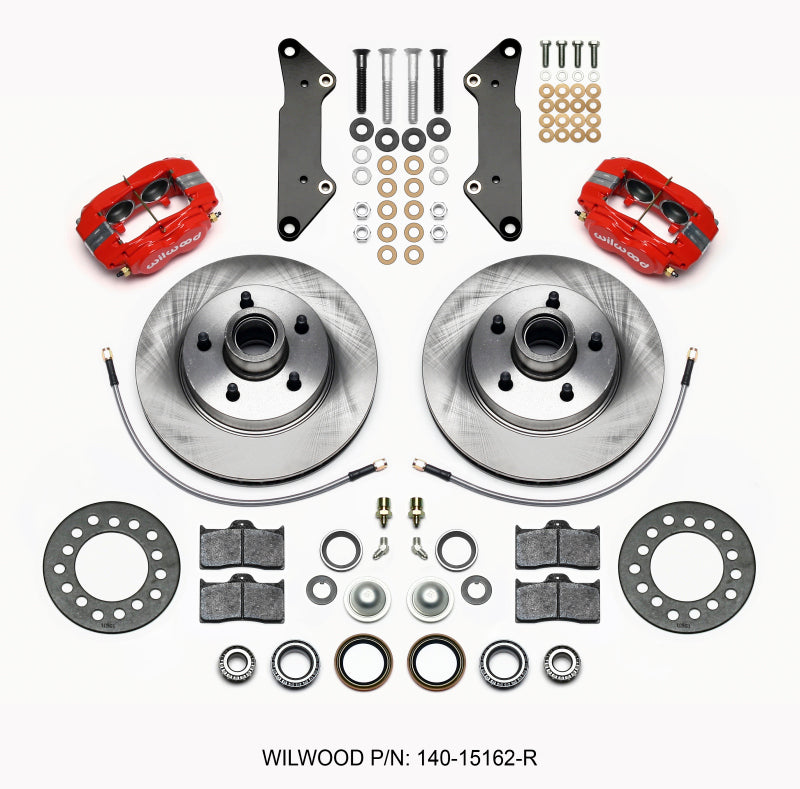 Wilwood Forged Dynalite-M Front Kit 11.88in 1 PC Rotor&Hub Red Cadillac 1957-60 Wilwood