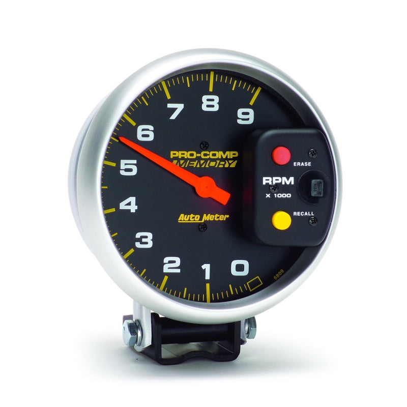 Autometer Pro-Comp 5in / 0-9K RPM / Pedestal w/Peak Memory Tachometer 6809