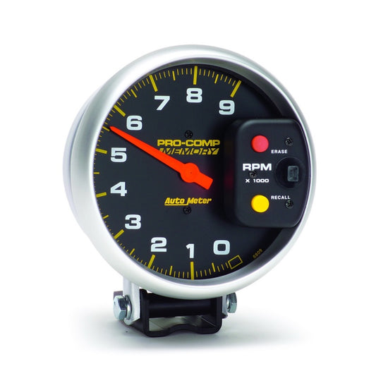 Autometer Pro-Comp 5in / 0-9K RPM / Pedestal w/Peak Memory Tachometer 6809