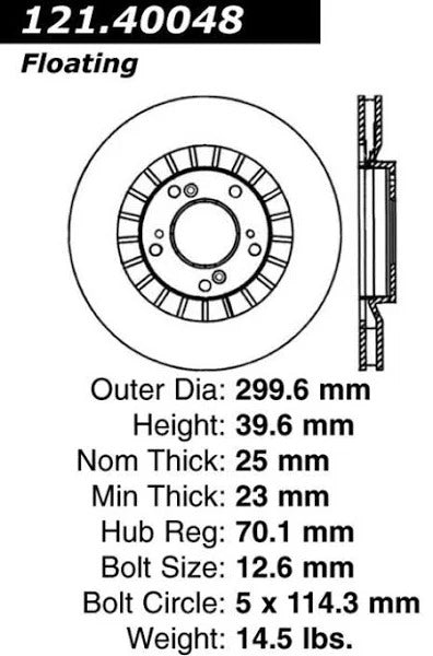 CENTRIC C-TEK 00-09 HONDA S2000 FRONT ROTOR **NON-DIRECTIONAL – SIDE DOESNT MATTER**, 121.40048 - eliteracefab.com