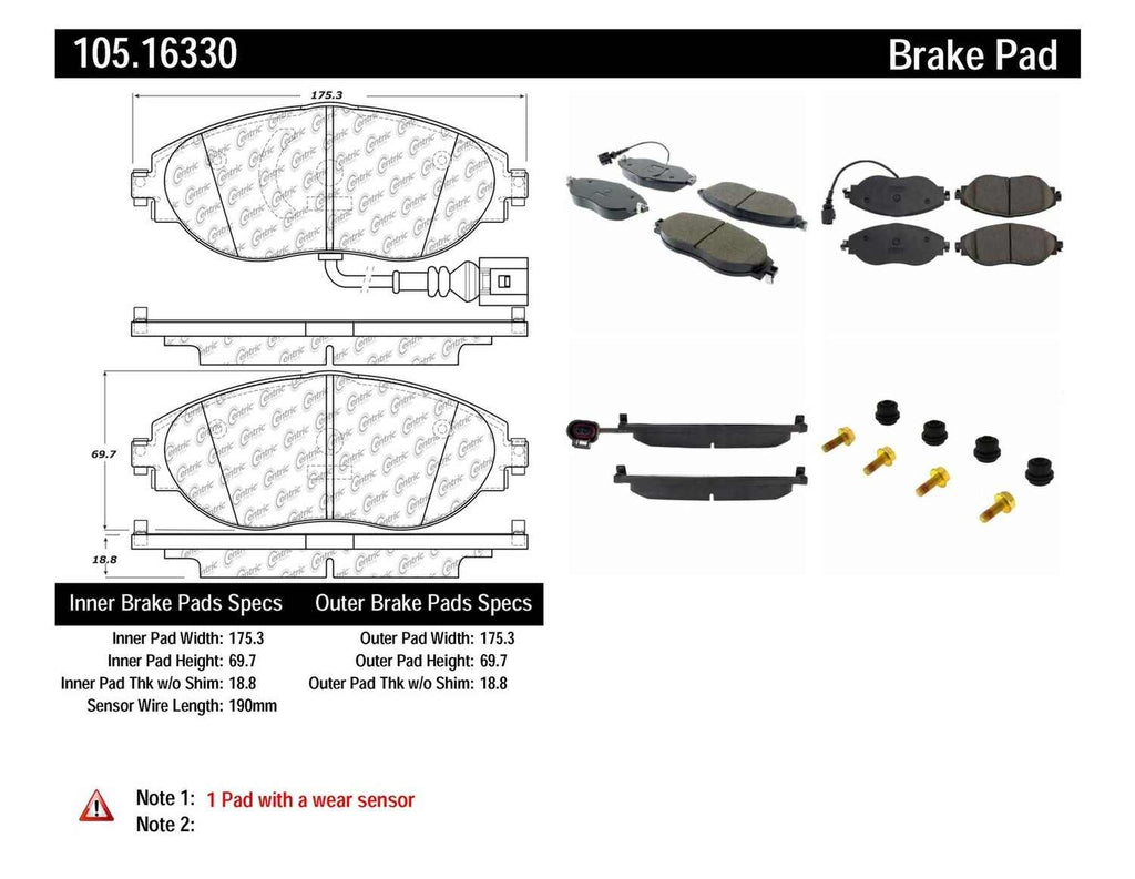 POSIQUIET 14-15 AUDI S3 FRONT BRAKE PADS, 105.16330 - eliteracefab.com