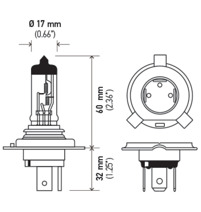 Hella Halogen H4 12V 60/55W Bulb - eliteracefab.com